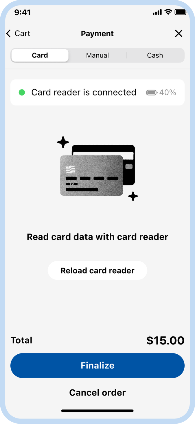 Card payment screen